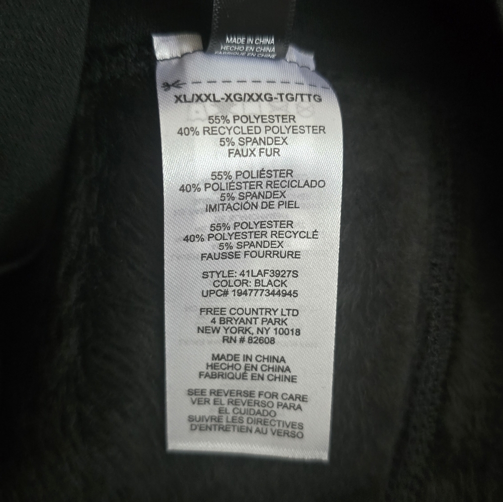 NWOT Free Country TWO faux fur lined black leggings - Picture 8 of 8